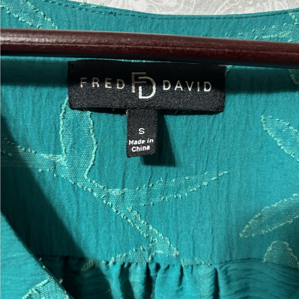 Teal patterned blouse - Picture 2 of 3